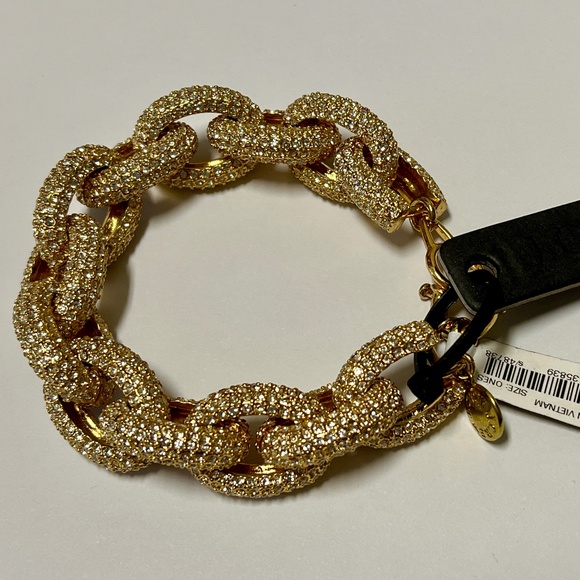 J.CREW Classic Pave Crystal Link Bracelet Gold tone NWT - Picture 4 of 5